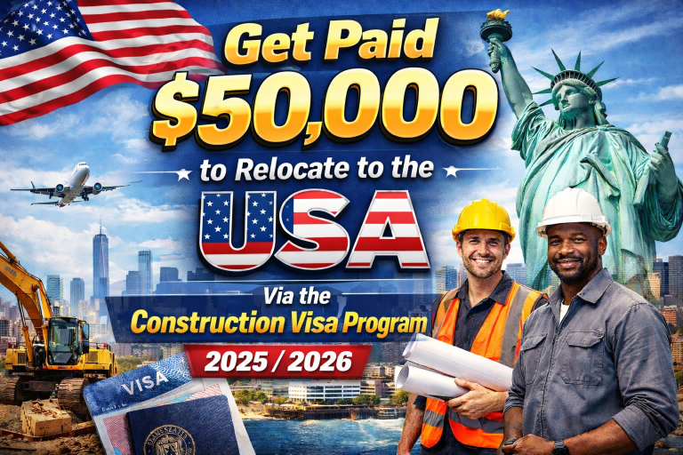 Get Paid $50,000 to Relocate to the USA Via the Construction Visa Program in 2025/2026